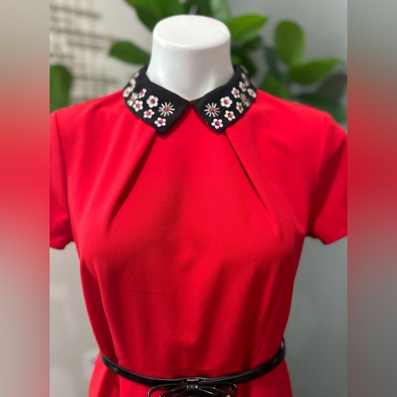 Elle Collar Floral Sequin Red dress size 10 - Picture 7 of 9